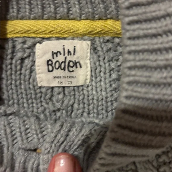 Mini Boden Gray Cable Knit Toddler Cardigan - Picture 2 of 4